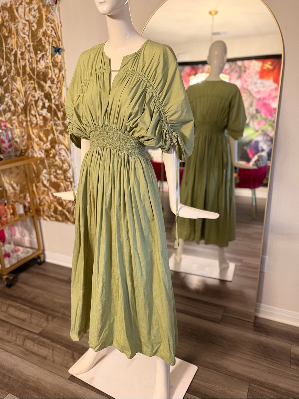 Misa Los Angeles Olive Green Midi Dress